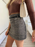 Gonna in tweed nero beige