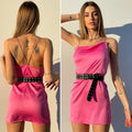 Abito in raso rosa barbie con dettaglio luce