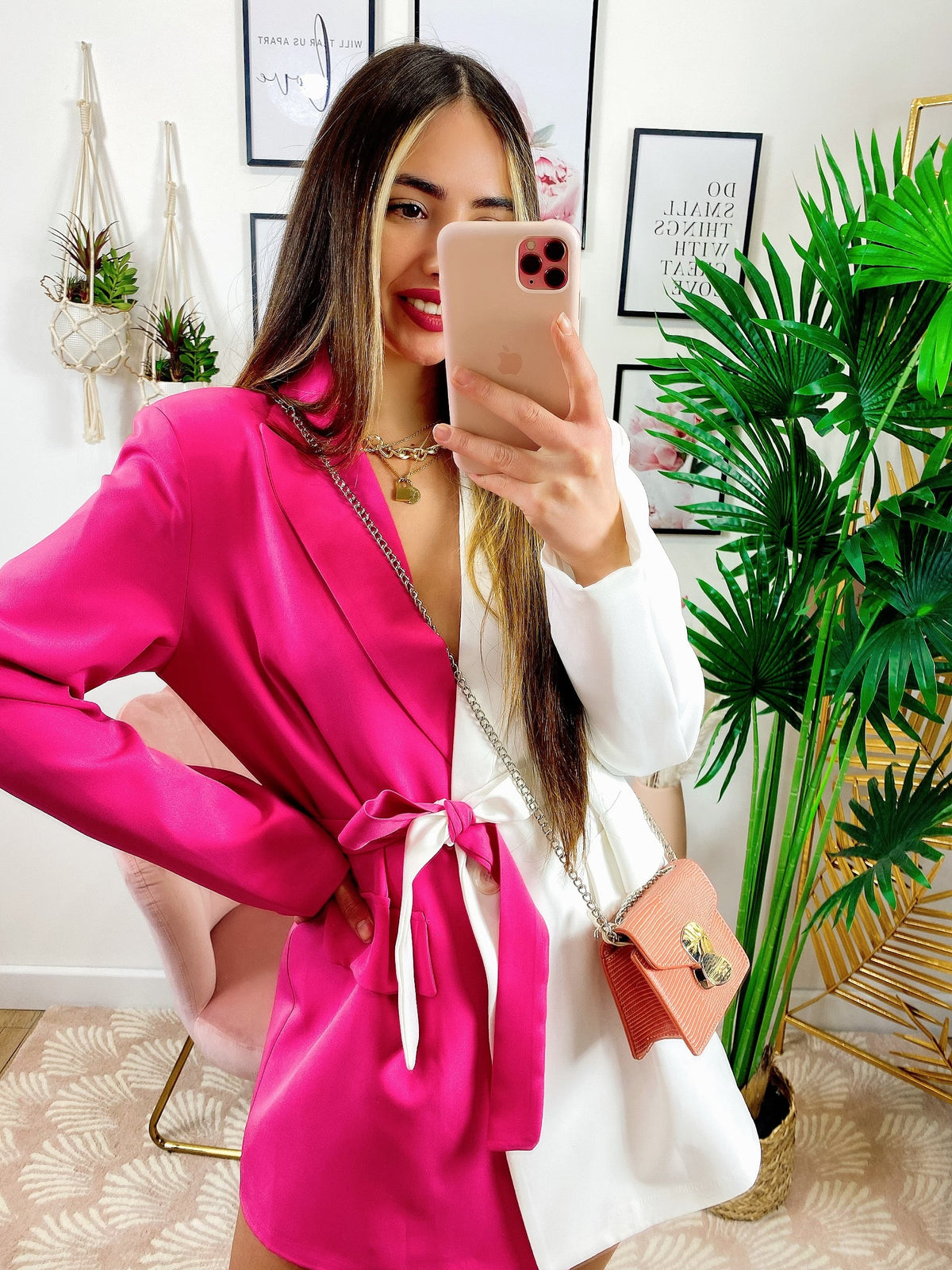 Abito Blazer fucsia Bianco