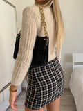 Gonna in tweed nero beige