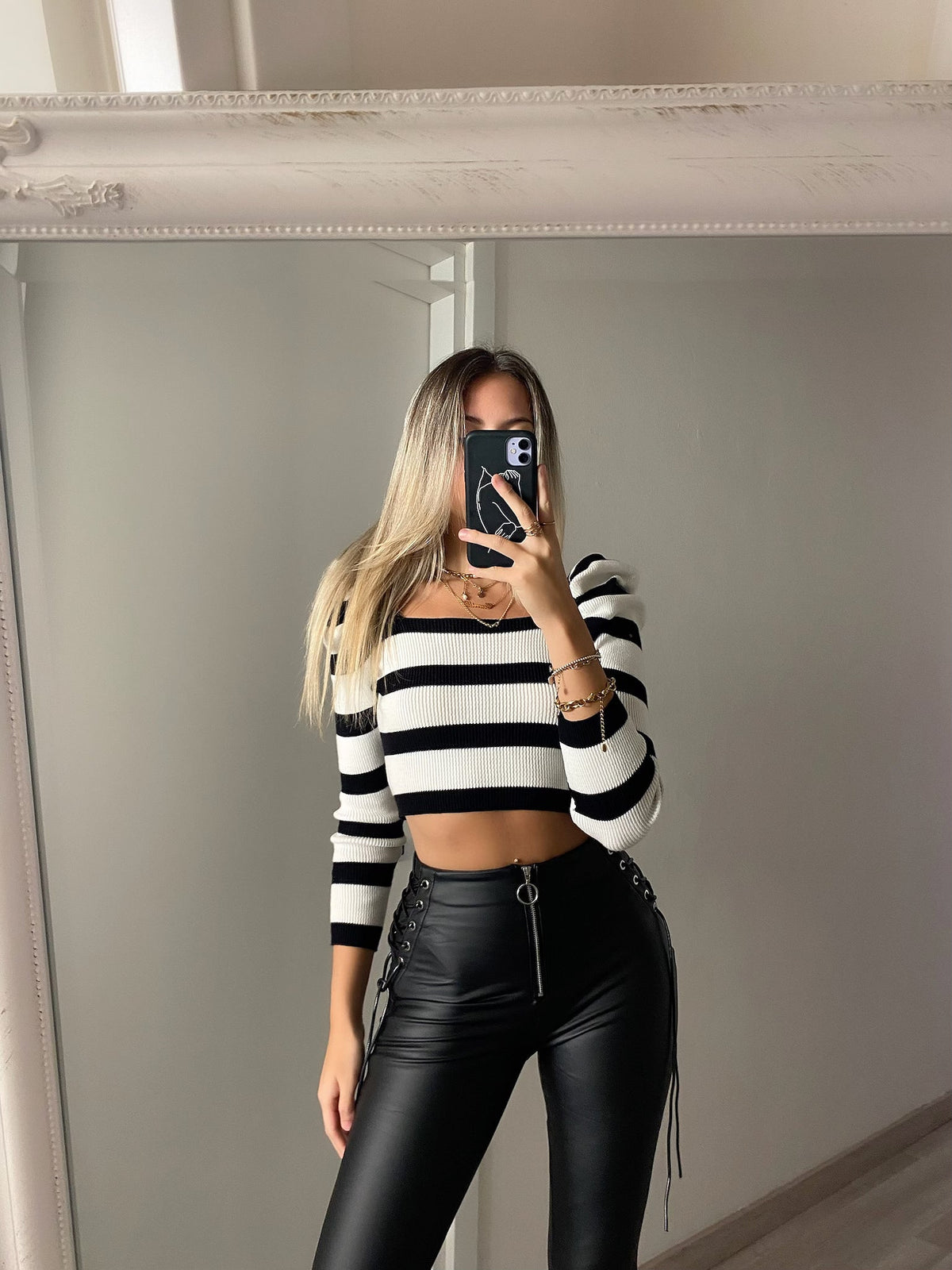 Maglioncino crop a righe