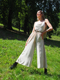 Tuta beige a palazzo spalline in catena