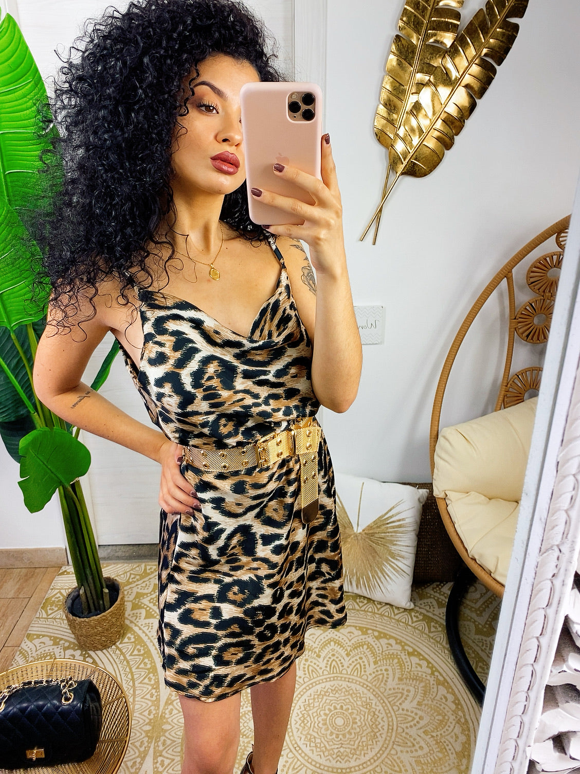 Abito in raso trama animalier