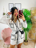 Abito con tasche e bottoni bianco