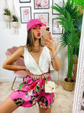 Tutina con pantaloncino a fiori