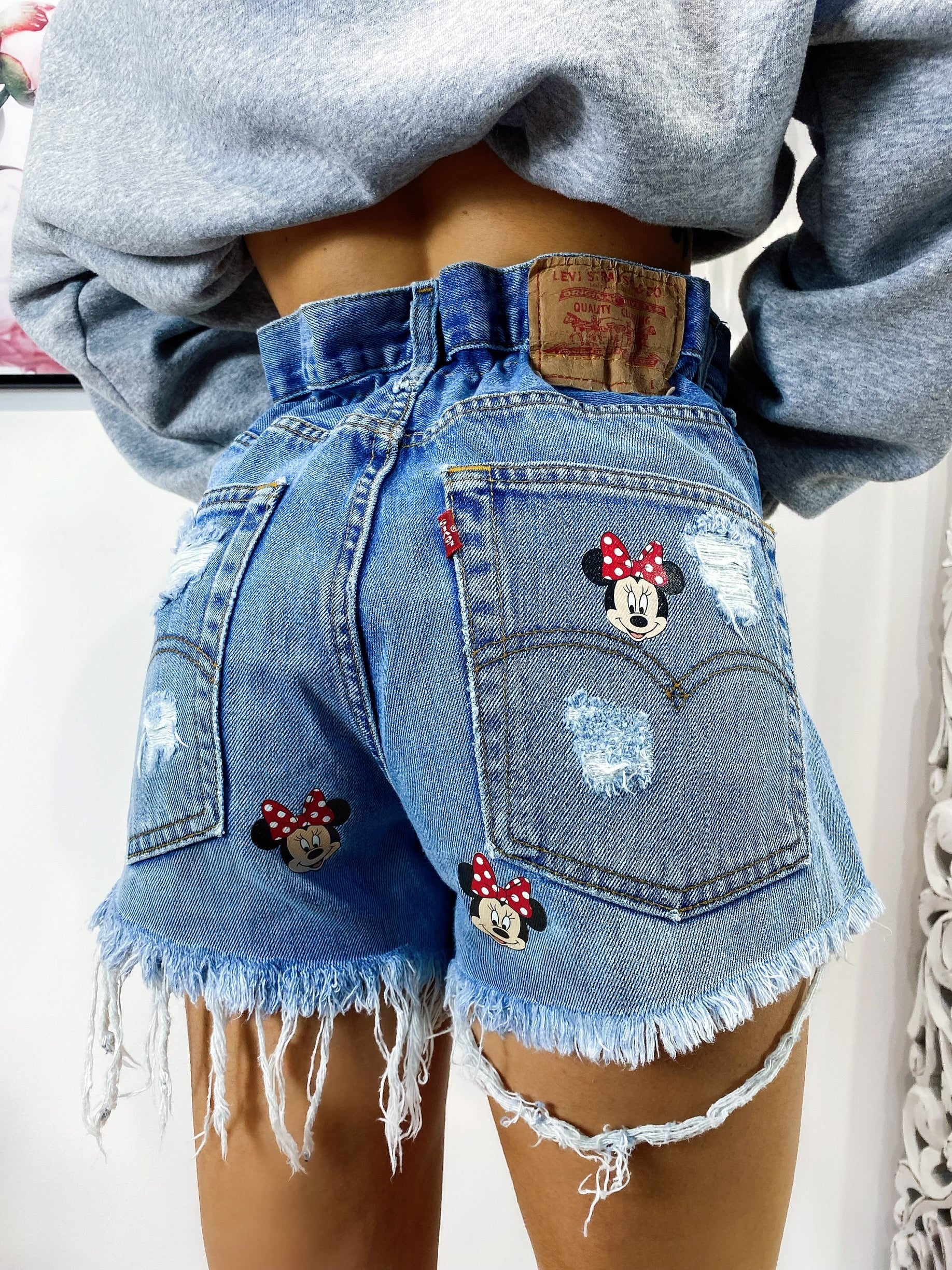 Short Levi’s Vintage stampa topolina con strappi