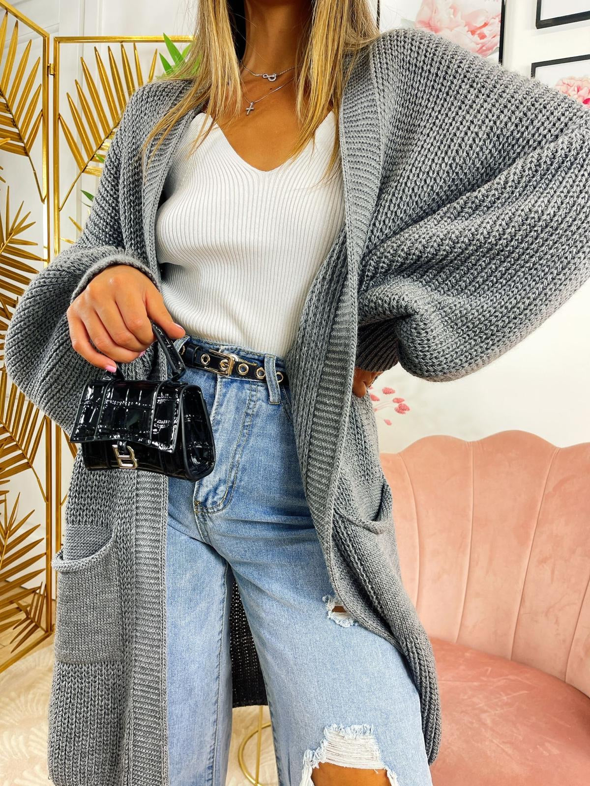 Cardigan lungo grigio