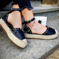 Espadrillas platform basse con borchie nere