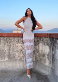 Abito lurex argento con frange