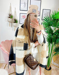 Giacca a quadri Beige con frange