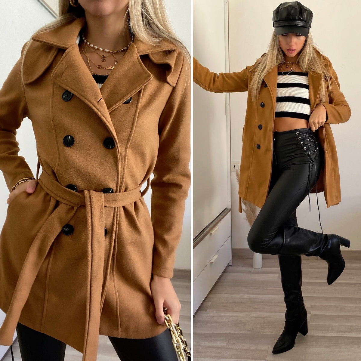 Cappotto Camel doppio petto