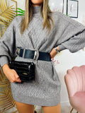 Maxi maglione top quality a trecce grigio
