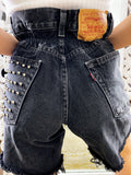 Short Vintage Levi’s grigio nero con borchie argento