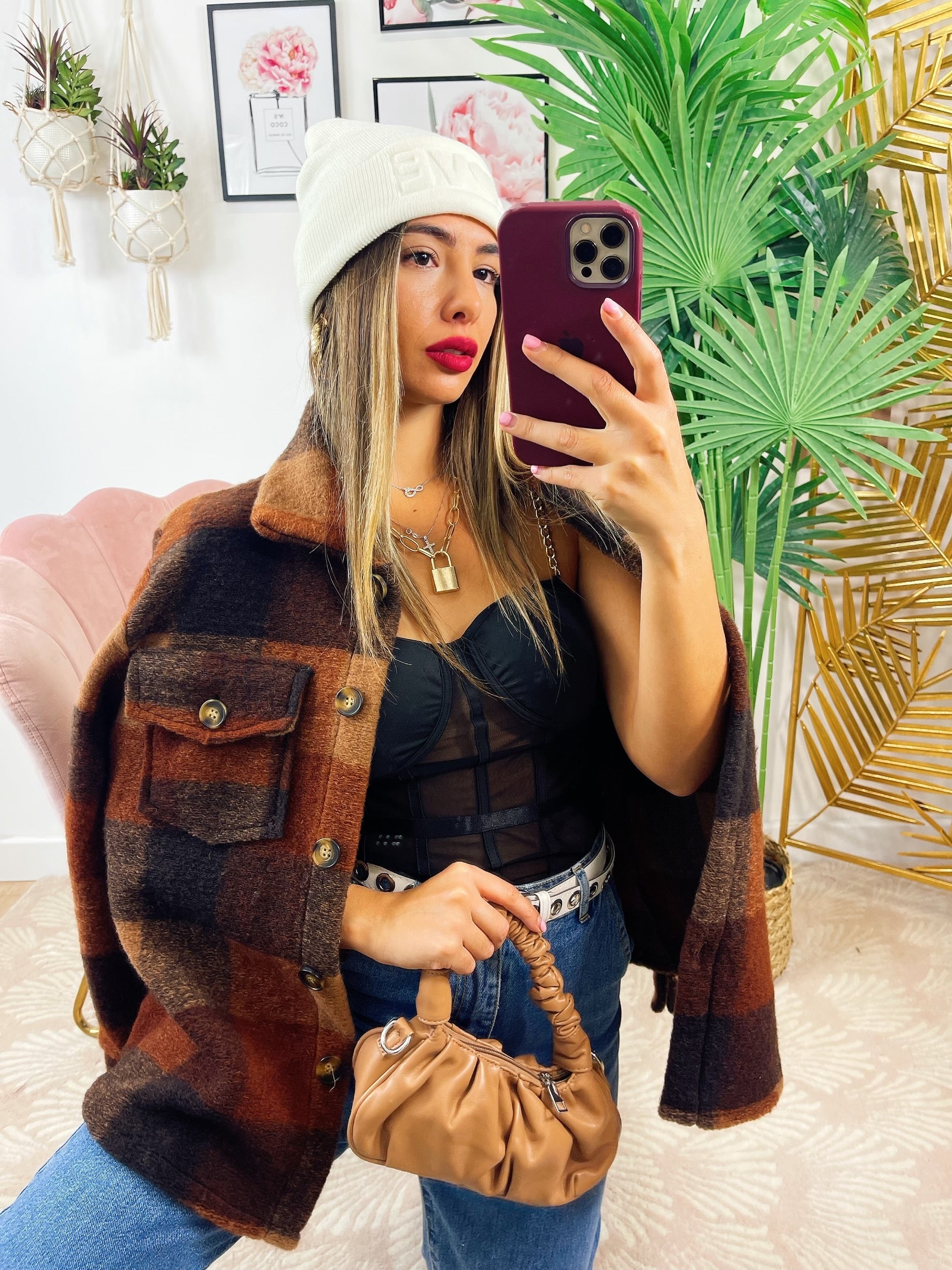 Giacca a quadri Marrone autumn