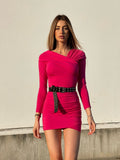 Abito Fuxia con scollo a barchetta