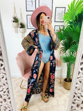 Kimono in seta etnico base nera