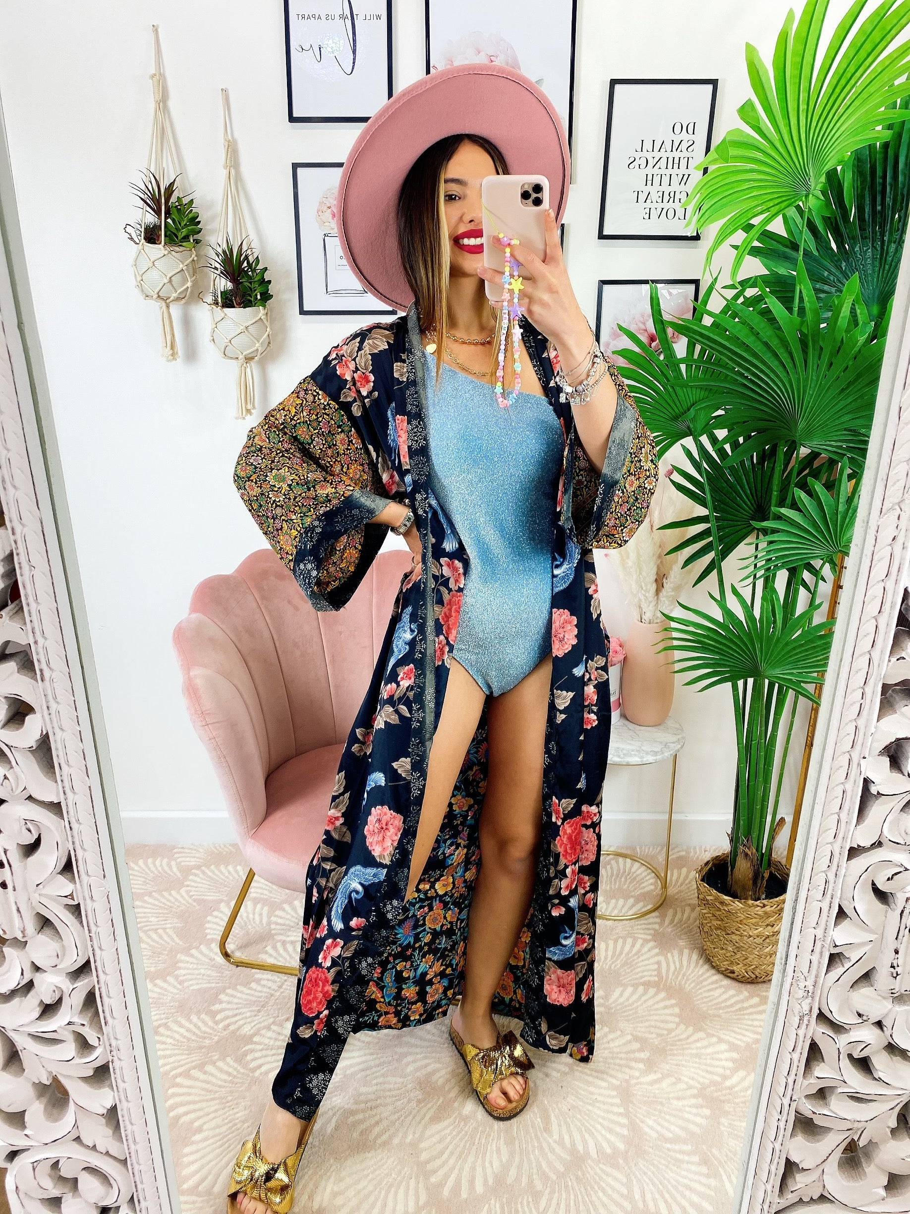 Kimono in seta etnico base nera