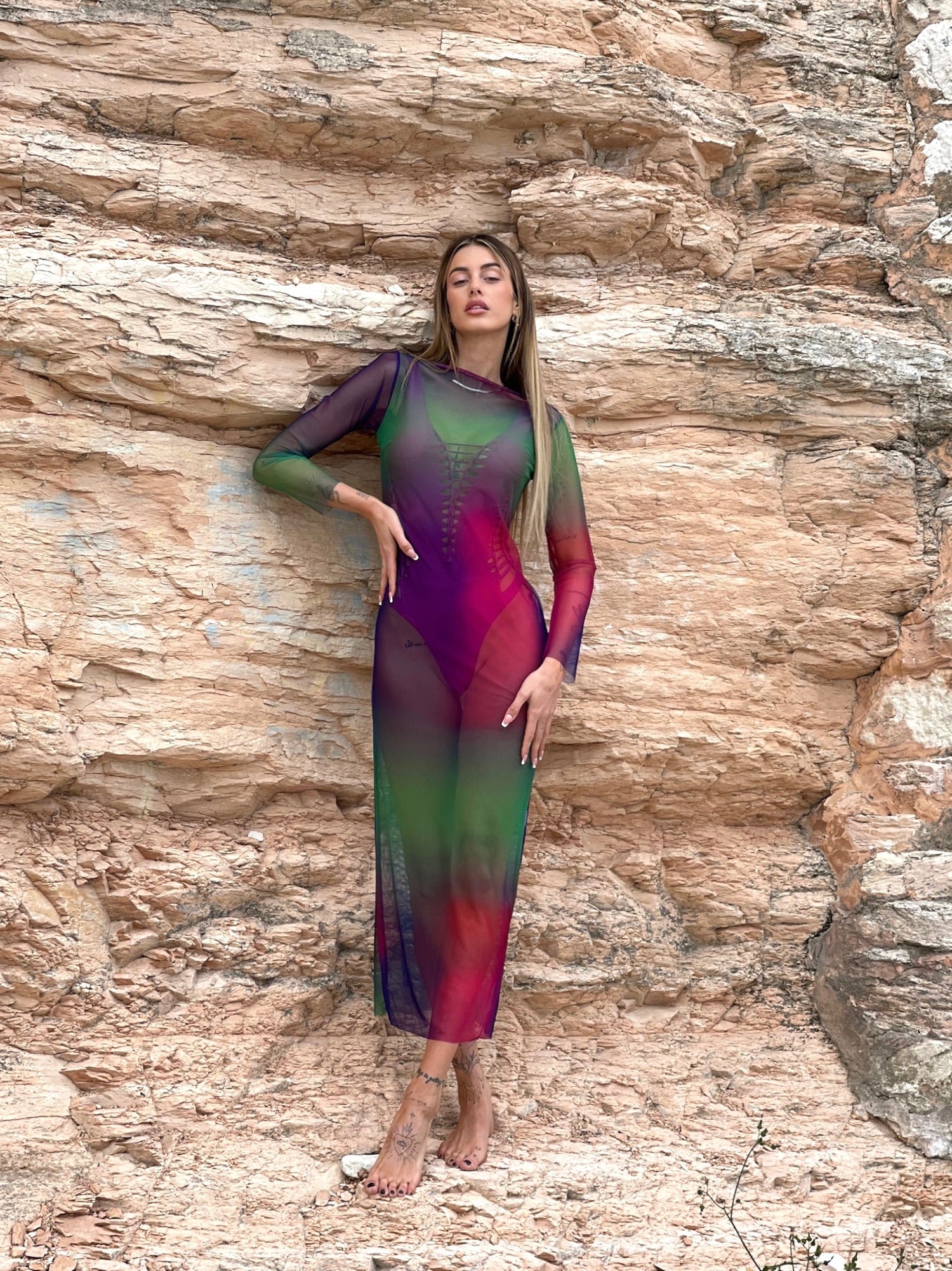 Abito in velo multicolor