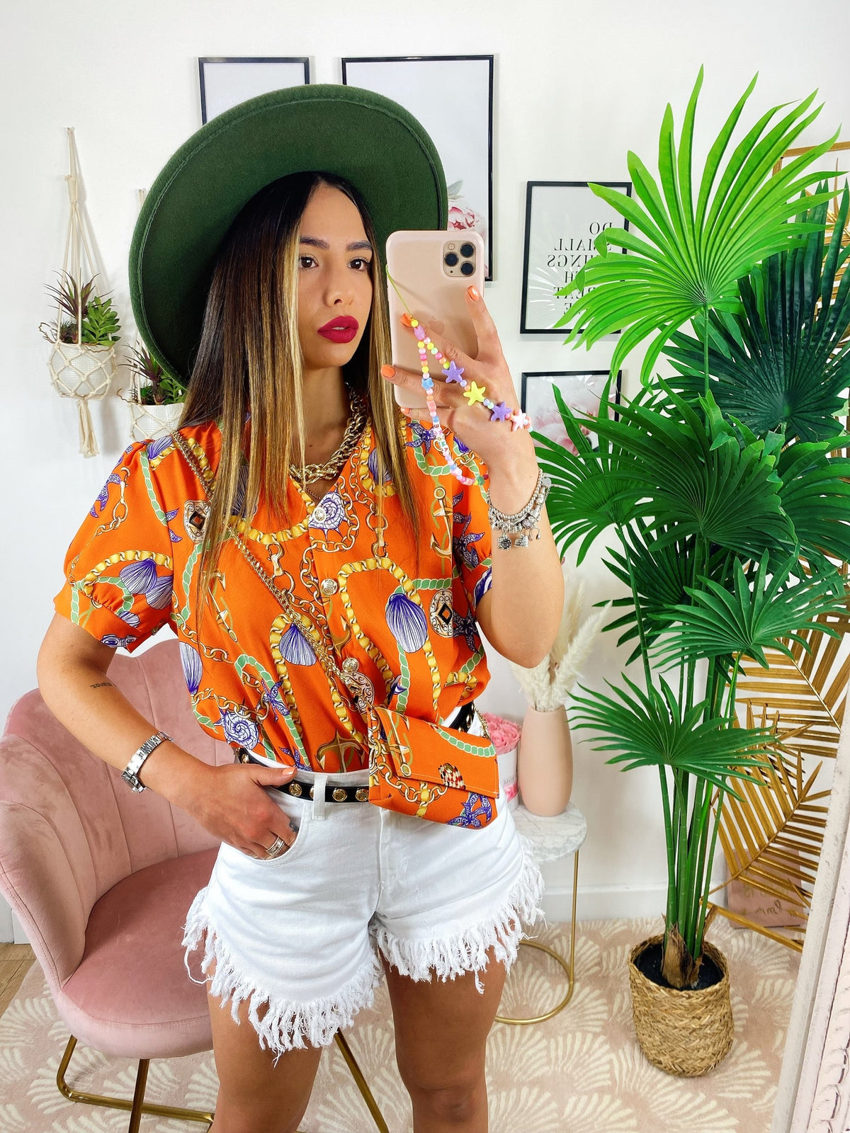 Camicia base arancio con borsetta
