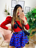 Top con spalline bombate Rosso