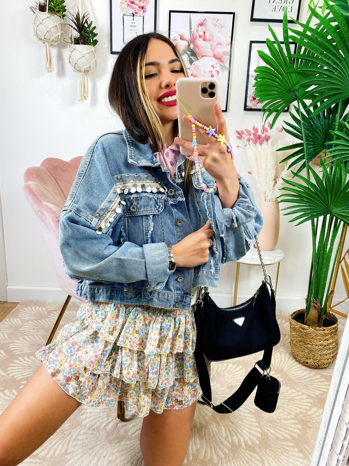 Giacca di jeans con Ricami