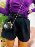 Short con cintura nero