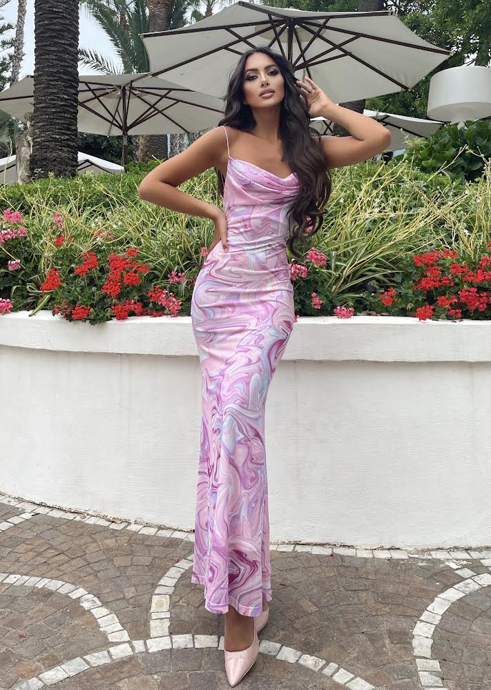 Abito lungo violet sfumato