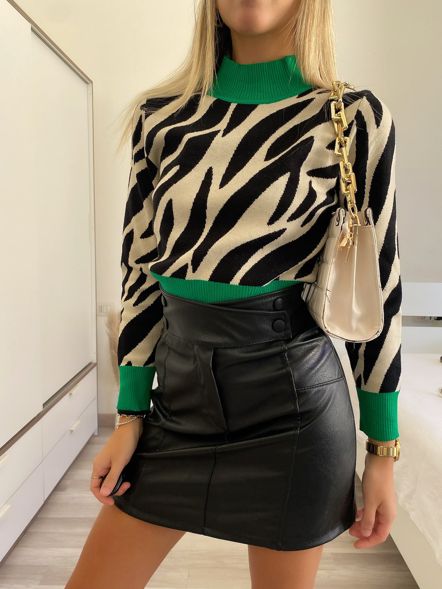 Maglioncino zebrato verde