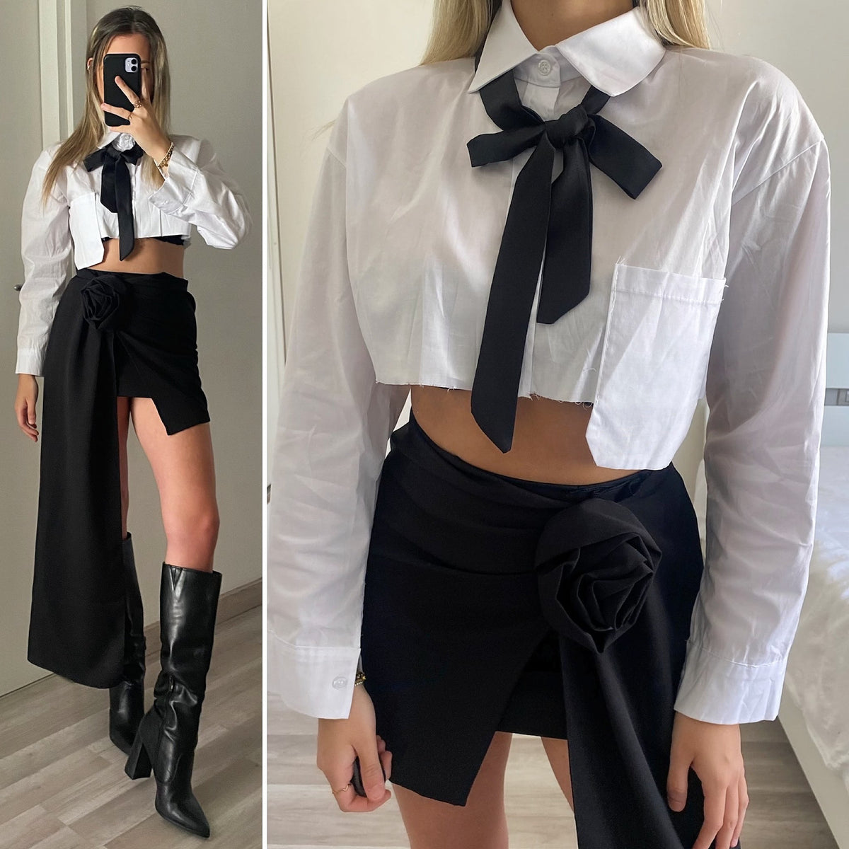 Gonna con rosa e camicia