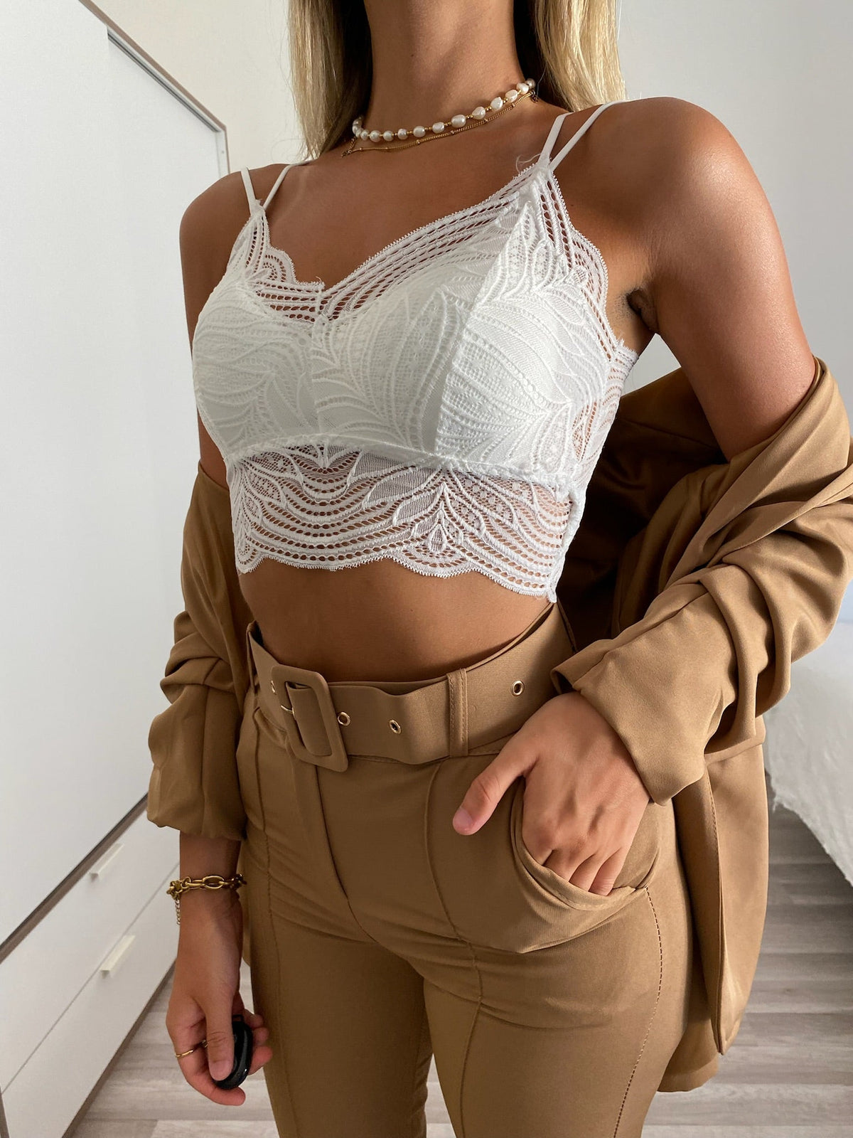 Bralette in pizzo bianco