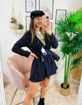 Completo Short e giacca a righe Nero