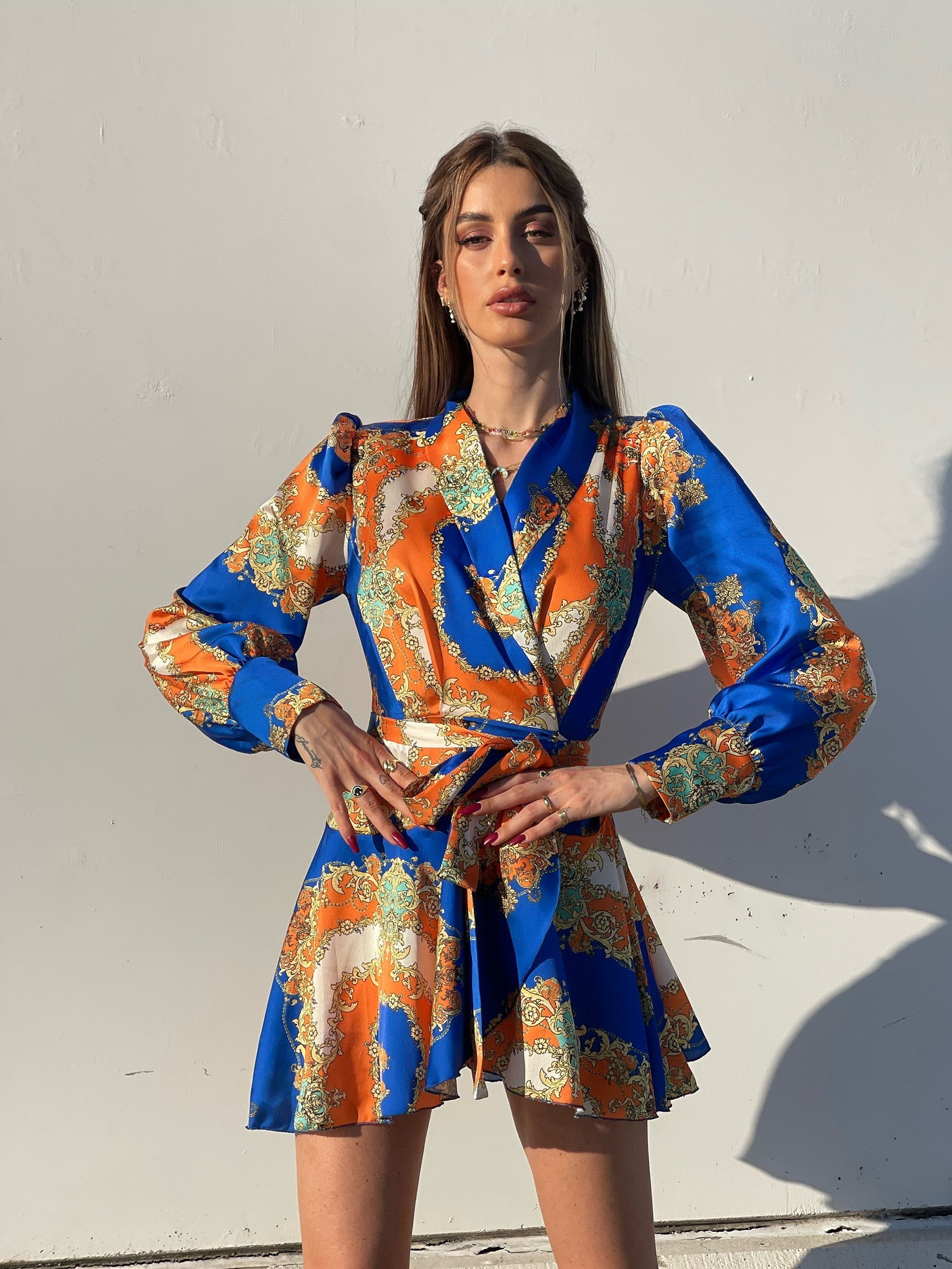 Abito etnico arancio blu