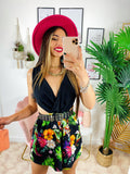 Tutina con pantaloncino a fiori