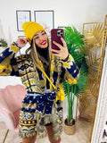 Cardigan con frange e cuori Giallo celeste