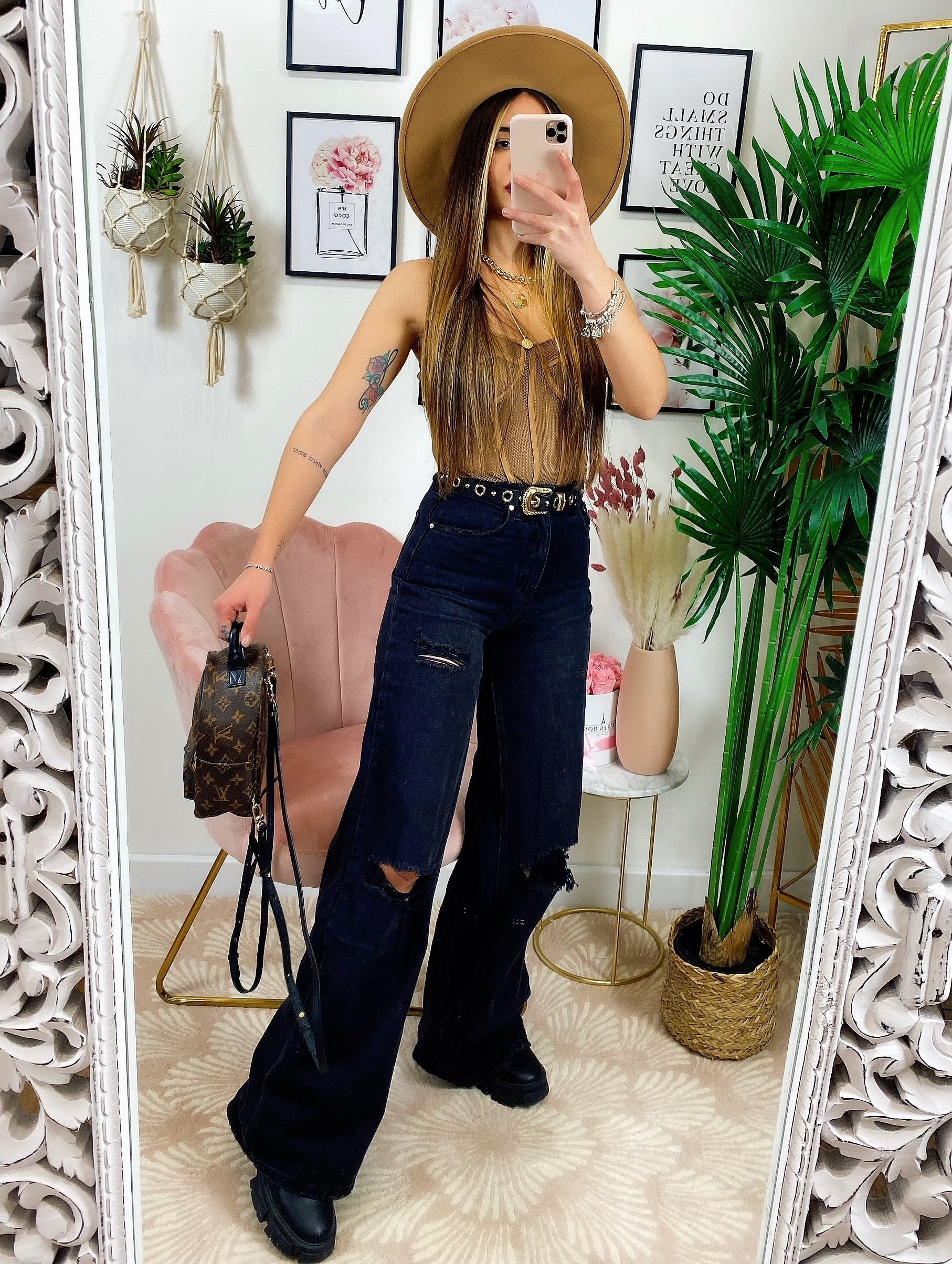 Jeans Boyfriend Zampa larga con strappi