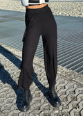 Pantalone di lana ampio nero