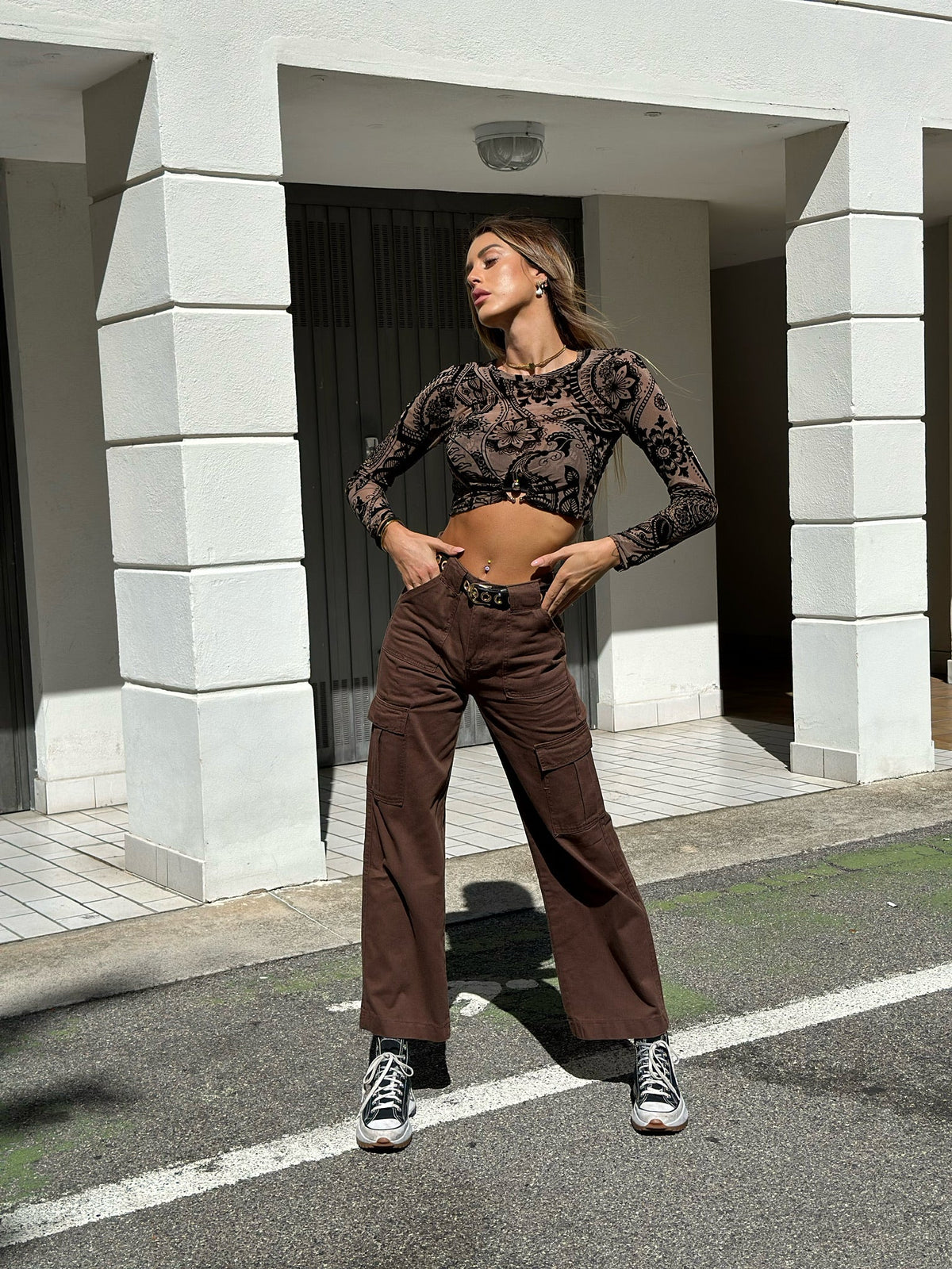 Pantalone cargo choco
