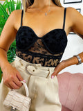 Body con trasparenze nude a fiori