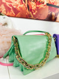 Pochette a mano con catena colori accesi