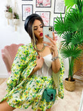 Completo Giacca e Short fiori lime