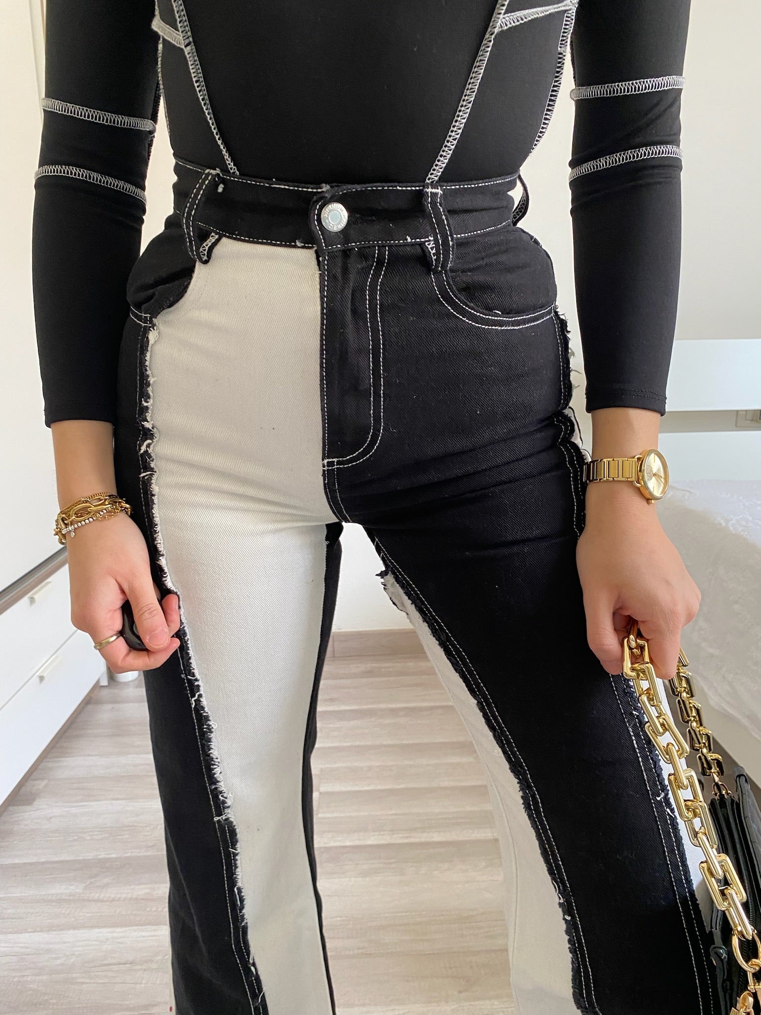 Jeans bianco nero