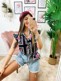 Camicia smanicata con borsetta base Nera