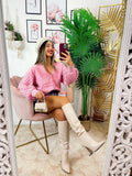 Maglione con onde e bottoni gioiello Rosa