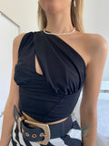 Top nero monospalla