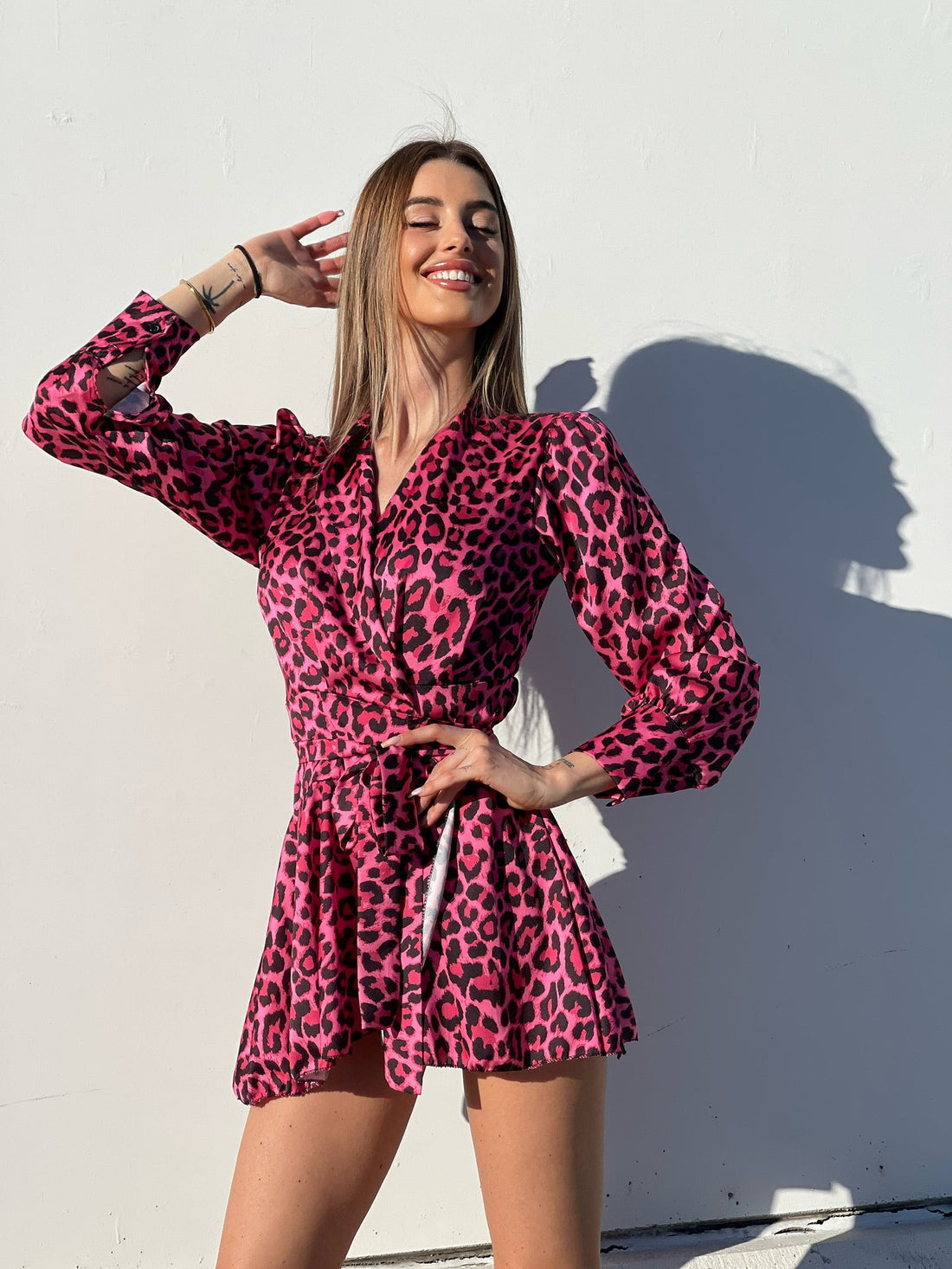 Abito a portafoglio maculato Fuxia