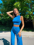 Completo pantalone con spacco e top