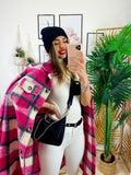 Giacca a quadri lunga Fucsia