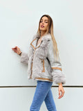 Giaccone grigio polvere dettaglio Camel