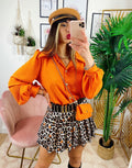 Camicia con bottoni gold arancio