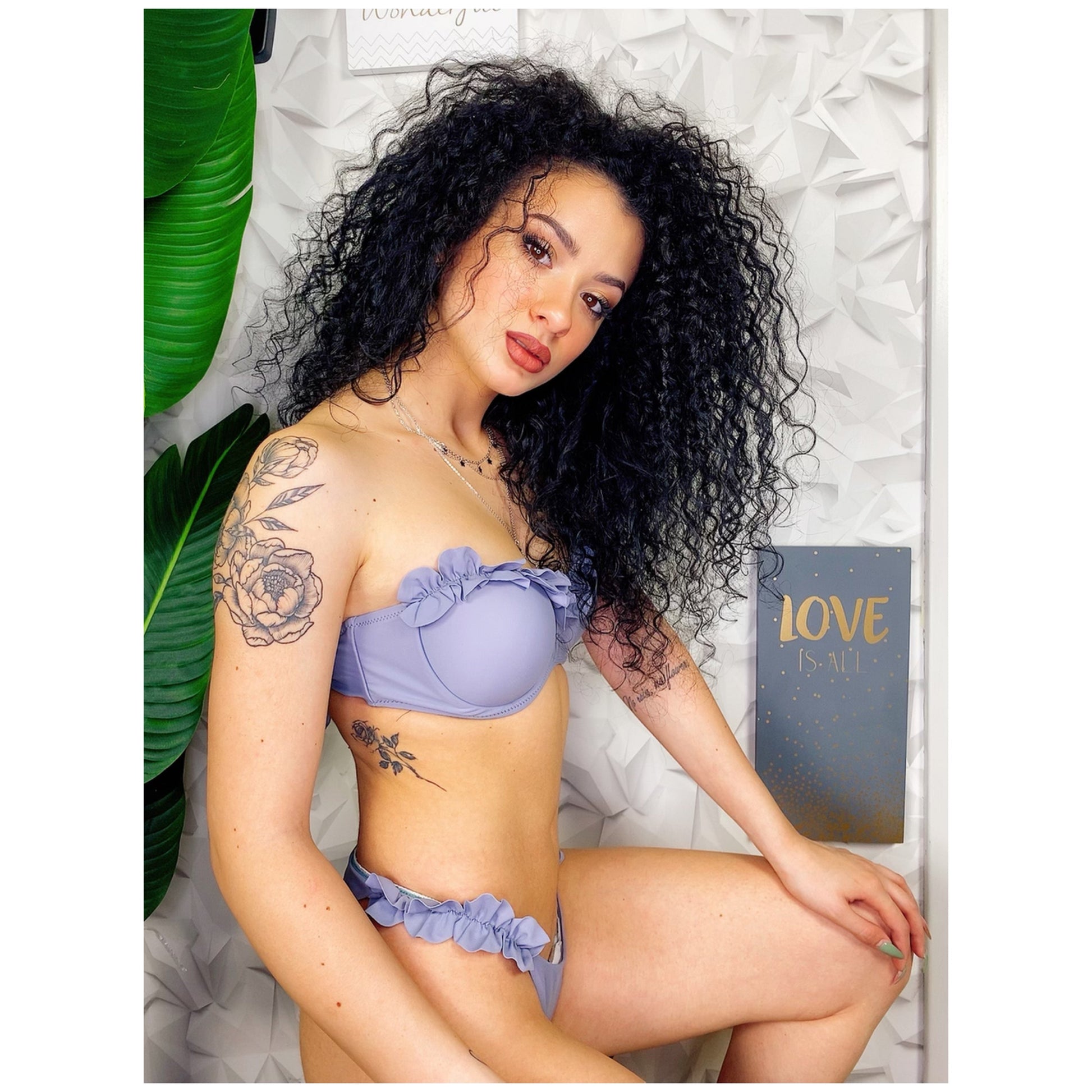 Bikini push up con top rouge floreale